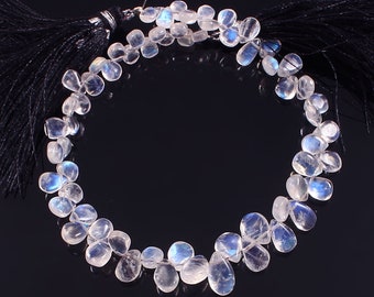 12” inches Rainbow moonstone pear beads briolette Necklace ll Mined from Earth & hand polished Smooth Plain Moonstone pear beads necklace