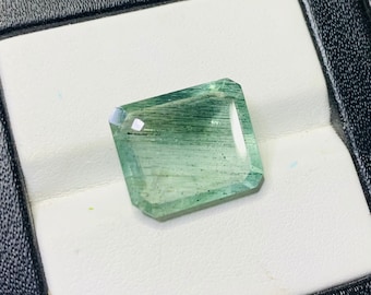 Moss Aquamarine Faceted Square Cut Stone 11x13MM Natural Loose Gemstone Cut Stone, Genuine Loose Aquamarine, Natural Moss Aquamarine