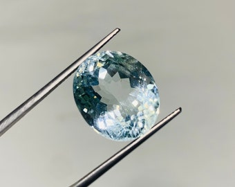 Natural Aquamarine Gemstone Cut, Faceted Cut Aquamarine Oval Shape-Size-14x17MM Weight- 15.40 Carat 100% Natural Aquamarine Oval Cut