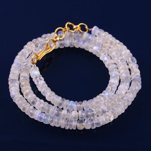 Collana con rondelle di pietra di luna arcobaleno da 72 carati / Creazione di gioielli con perline di cristallo fatte a mano
