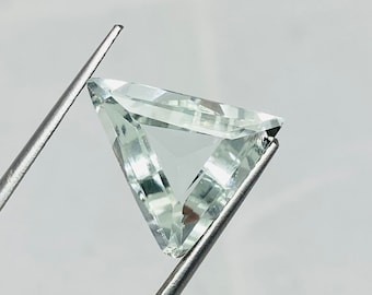 7 Carat Natural Aquamarine Trillion Cut Gemstone, Real Cushion Faceted Aquamarine, 15x15.50MM for jewelry making