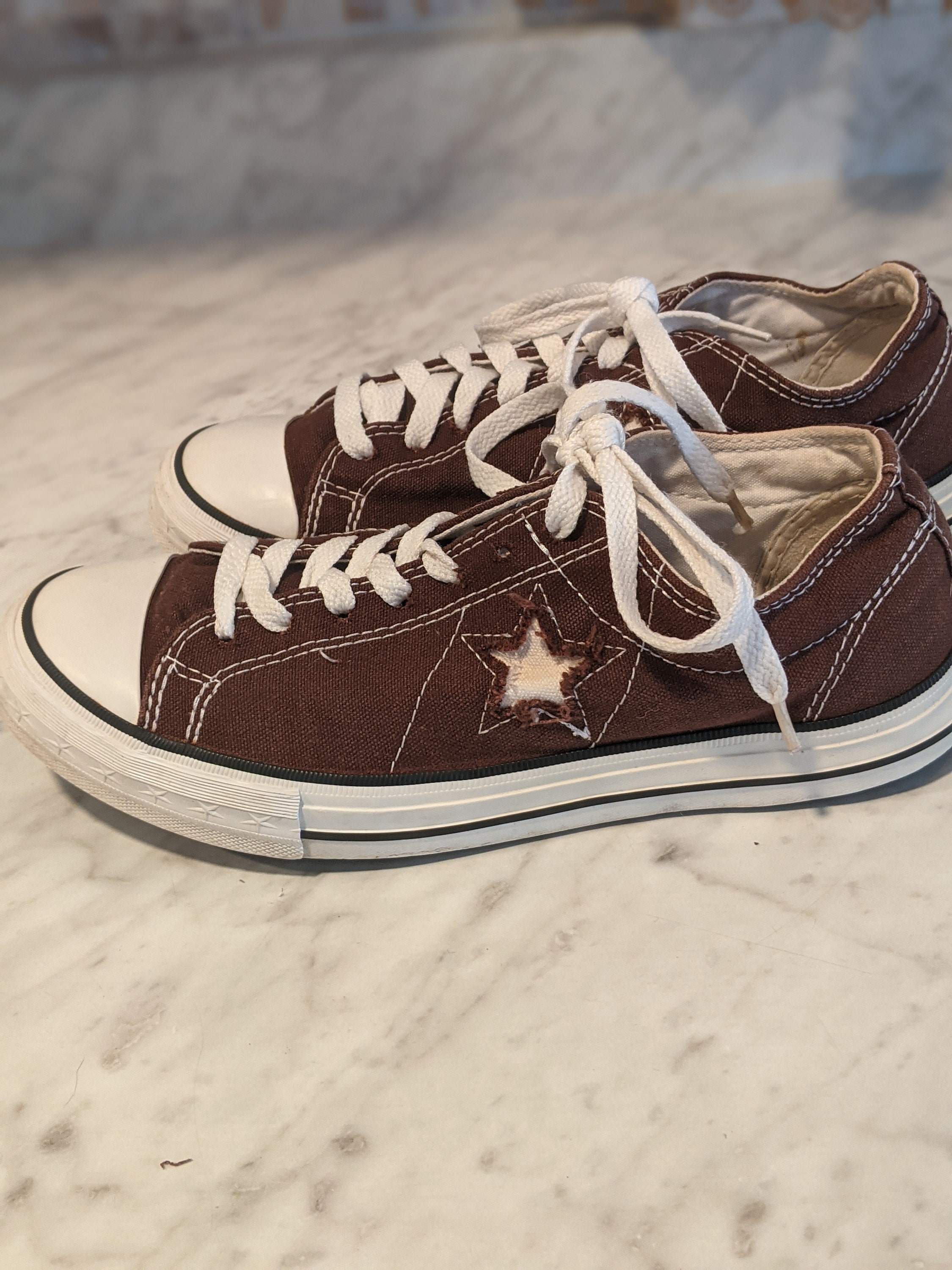 Converse Brown One Star Low Top Canvas Shoes Size 9 Women - Etsy Converse Brown One Star Low Top Canvas Shoes Size 9 Women - Etsy