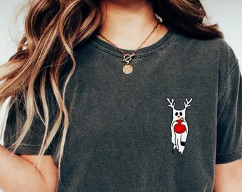 Katzen-Weihnachtshemd, lustiges Weihnachtskatzen-Shirt, Katzen-Liebhaber-T-Shirt, Weihnachts-T-Shirt, Komfort-Farben-T-Shirt, Katzen-Besitzer-Shirt