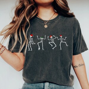 Skeleton Christmas Comfort Colors Shirt, Christmas Tshirt, Santa Shirt, Dancing Skeletons, Funny Christmas Shirt, Comfort Colors Tshirt
