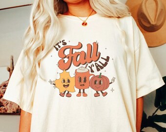 Retro Fall Shirt - Fall Shirt Women - It's Fall Y'all Shirt - Comfort Colors Shirt - Cute Graphic Fall Shirt - Fall Tshirts