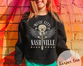 Nashville Kids, Music City, Nashville, Tennessee, Kids Nashville Sweatshirt, Country Music Shirt, Western Crewneck, Youth Sweatshirt