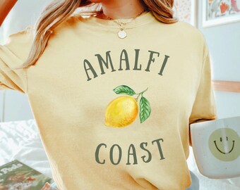 Koszula Amalfi Coast, T-shirt Comfort Colors, Koszula wakacyjna, Koszula podróżna, Włochy, Positano, Capri, Koszula cytrynowa, Prezent dla podróżnika