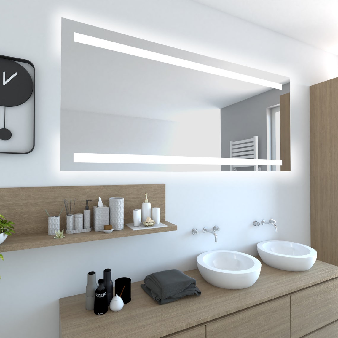 Bathroom mirror illuminated Mauritius top and bottom Etsy