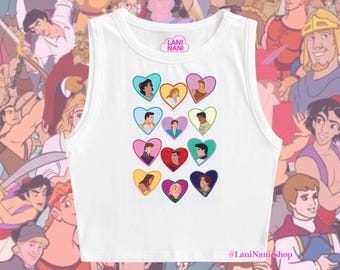 Disney Men Baby Tee | Disney Princess Couple Crop Top | Magical Coquette Heart Cropped t-shirt | Disney Princess | Princess Crop Tank