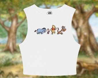 Pooh and Friends Crop Tank Top, Winnie the Pooh Crop Tank, Pooh and Pals Tank Top, Pooh retire Tiger Crop Top, Pooh Gift, Winnie Pesent