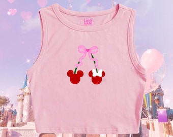 Disney Coquette Baby Tee | Disney Crop Top | Disney Crop Tank | Mickey Cherries Crop Top | Mouse Crop Top