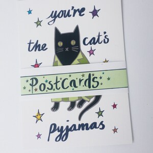 You're The Cat's Pyjamas Postcard Set - 10 A6 postcards in 5 different colours