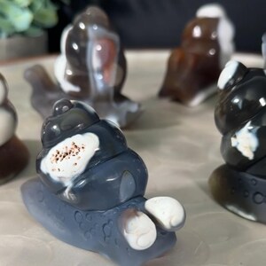Hand Carved Unpolished Orca Agate Snails | Animal Crystal Carvings | Agate Snail Sculpture | Crystal Gifts | Snail Carvings | Orca Agate