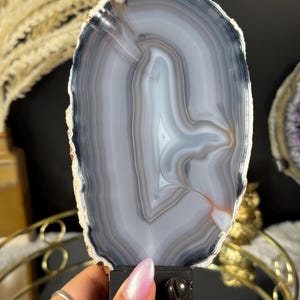 SALE Agate Slice on Stand | Translucent Agate Slice | Banded Agate | Crystal Gifts | Agate Slab | Agate Statement Piece