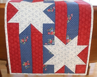 PDF Patriotic Stars and Stripes Quilted Table Runner Pattern Digital Download, Perfect for Memorial Day, Fourth of July, Labor Day Picnics!