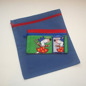 PDF Pochette à crayons à fermeture éclair ET cartable à fermeture éclair avec coutures en français, motifs numériques 2 pour 1, article parfait pour la rentrée
