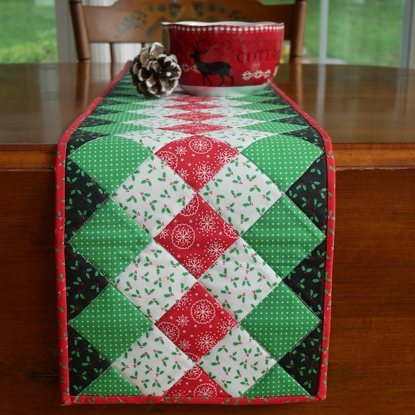 PDF Christmas Holiday Quilted Table Runner Pattern Digital Download