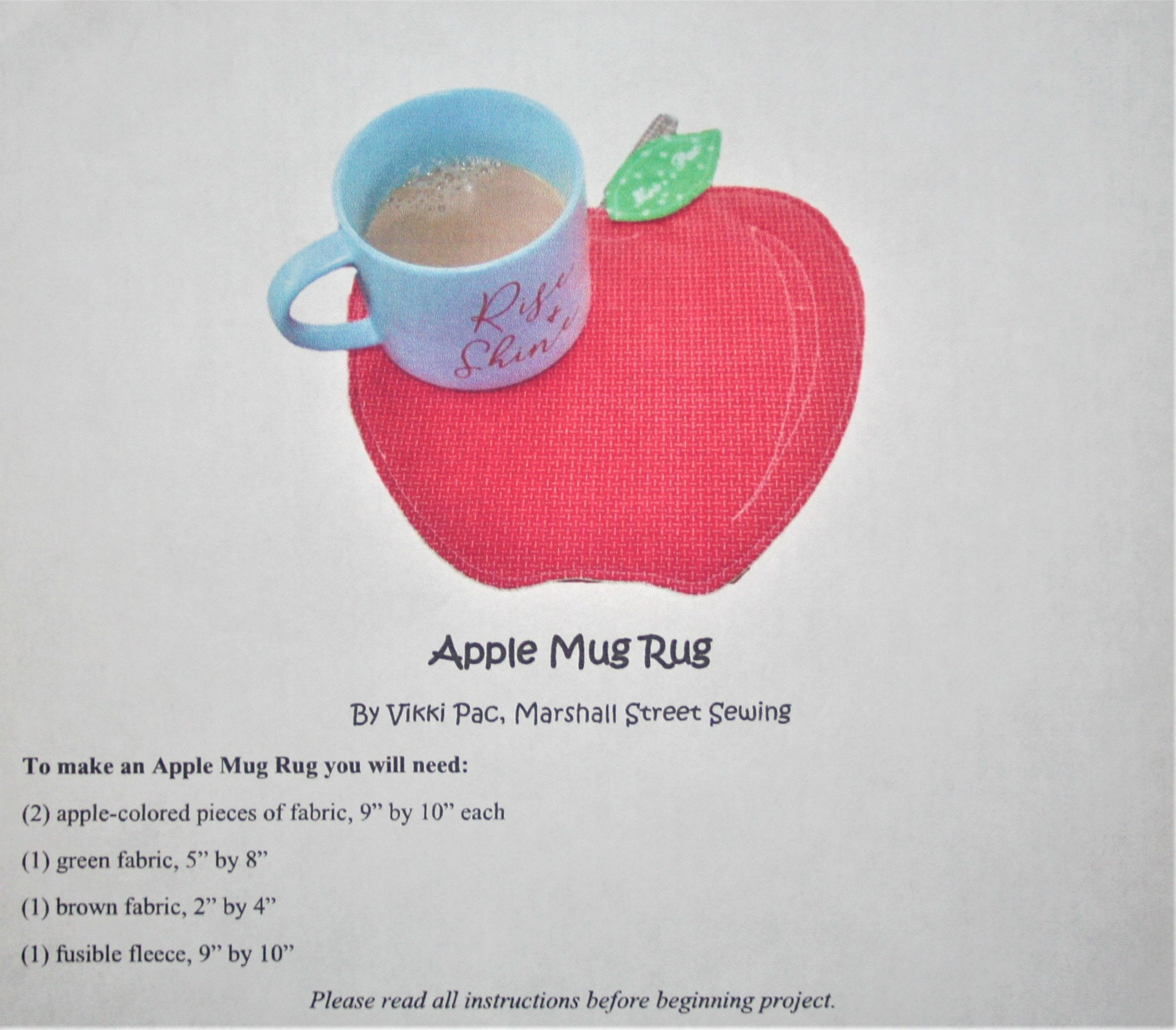 PDF Apple Mug Rug Pattern- Digital Download, Easy Sewing Pattern, Great ...