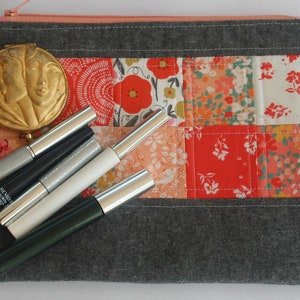 PDF形式のファスナー付きパッチワークポーチの型紙 - デジタルダウンロード、手軽に楽しく作ってプレゼントできます！