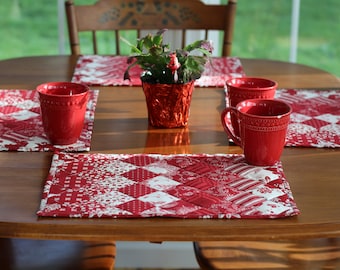 PDF Set of Four Quilted Placemats Pattern, Super Quick and Easy, Stunning Results, Instant Digital Download