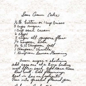 Handwritten recipe keepsake