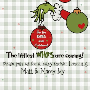 Grinch Theme Baby Shower Invitation