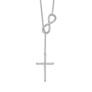 Sterling Silver CZ Cross/Infinity Necklace