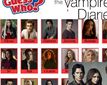 ¡Tarjetas de Adivina Quién de Crónicas Vampíricas! ¡Tarjetas físicas! Juego de mesa de trivia para rellenar con calcetines navideños de TVD