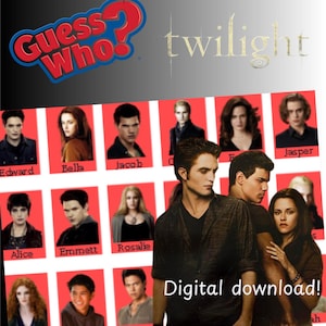 ¡Tarjetas de Adivina Quién de Crepúsculo! ¡Descarga digital! ¡Acceso inmediato! (#1191 o #2124)