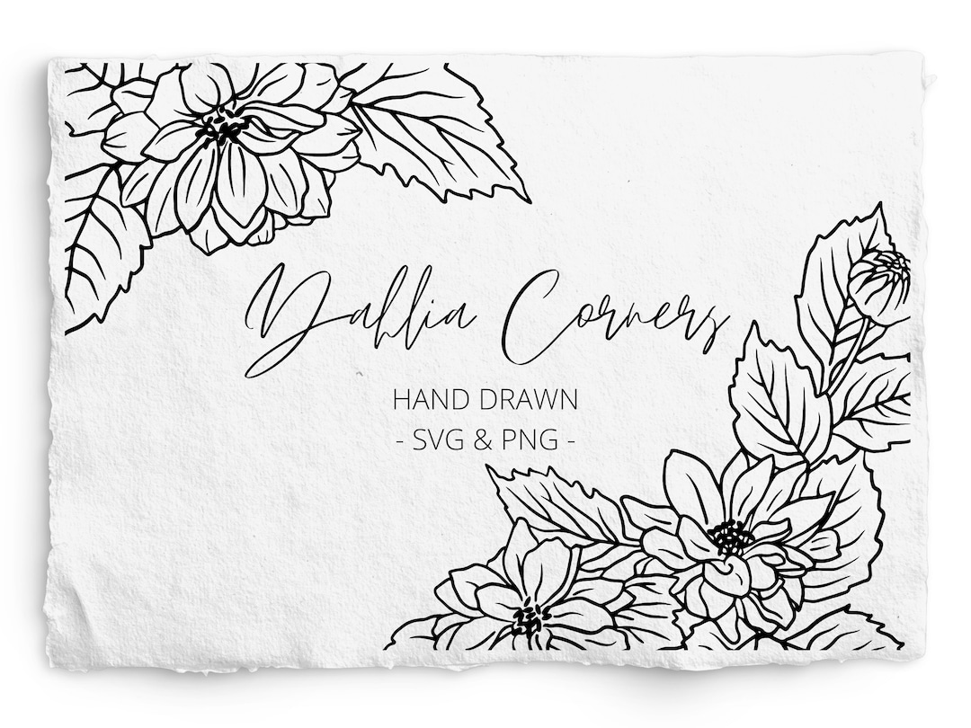 Dahlia SVG and PNG, Dahlia Corner Frame, Floral Frame SVG, Flower Png