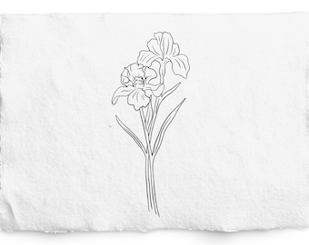 February Birth Month Flower SVG - Birthday flower PNG, Hand Drawn Iris Flower graphic, glow forge, hand drawn botanical, digi stamp,