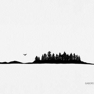 Baumrand, Vancouver Island West Coast SVG PNG, Sublimation, Digi Stamp, Gravurdatei, Logo Design, Scrapbook, Ozean, Berg, Tofino