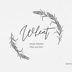 Couronne de blé SVG, Couronne de récolte PNG, Thanksgiving SVG, Cadre de laurier dessiné à la main, Frontière de blé Téléchargement instantané, Sans publicité, Timbre DIgi