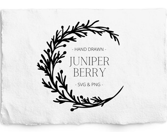 Juniper Wreath SVG, Engraving, Glowforge, Cricut Cut, Hand Drawn, Commercial Free, Etching, C - Shaped Juniper Wreath, Logo Design