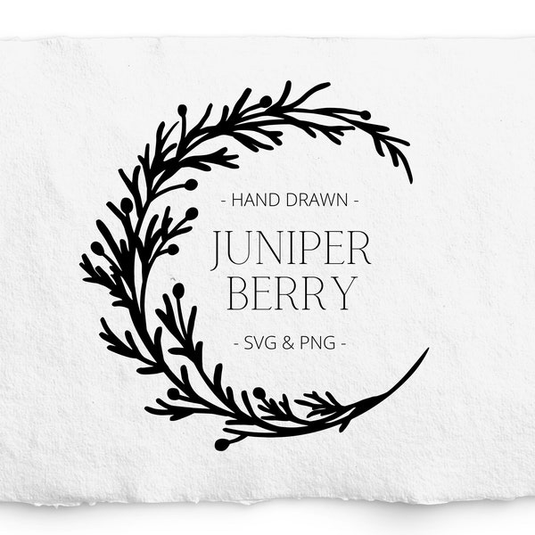 Juniper Wreath SVG, Engraving, Glowforge, Cricut Cut, Hand Drawn, Commercial Free, Etching, C - Shaped Juniper Wreath, Logo Design