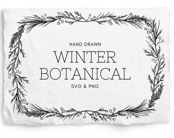 Winter Botanical Hand Drawn Wreath Pine Digi Stamp PNG Pine - Etsy UK