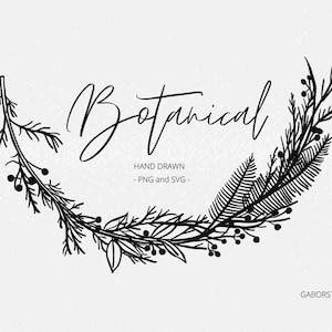 Winter Botanical Half Wreath SVG PNG Botanical Hand Drawn - Etsy