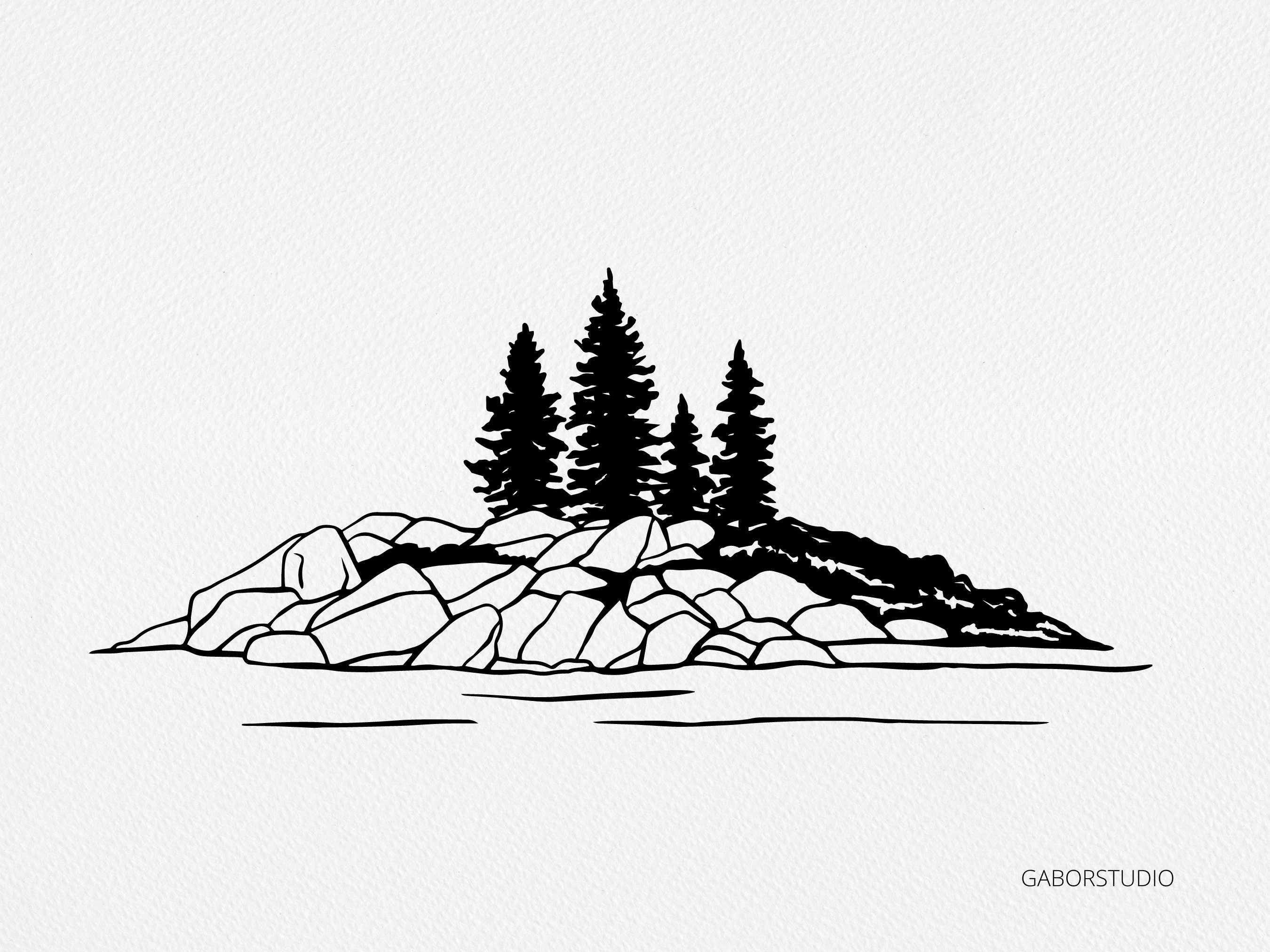 Lake Tahoe SVG Tree Border Lake Rocks and Trees California - Etsy Canada