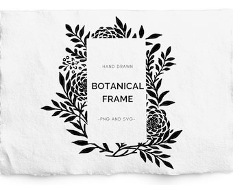 William Morris, Rectangle Botanical Frame SVG, Roses, Silhouette, Border for Sedding Stationery, Print Design, Commercial Free, letterpress