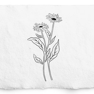 October Birth Month Flower SVG - Birthday Flower PNG, Hand Drawn Calendula Flower Graphic, Hand Drawn Botanical, Digi Stamp, Tattoo