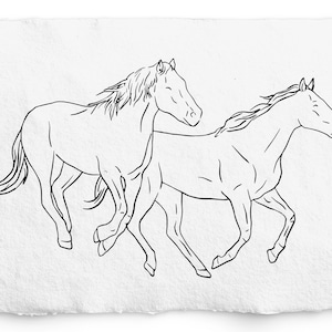 Running Horses SVG, Hand Drawn Horses, Commercial Free, Laser Gravure, Foil Quill, Digi Stamp, Minimalist Equine Art
