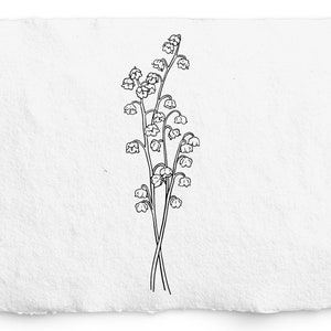Muguet, mois de naissance de mai fleur SVG - fleur d’anniversaire PNG, graphique de fleur de lys dessinée à la main, botanique dessinée à la main, timbre Digi