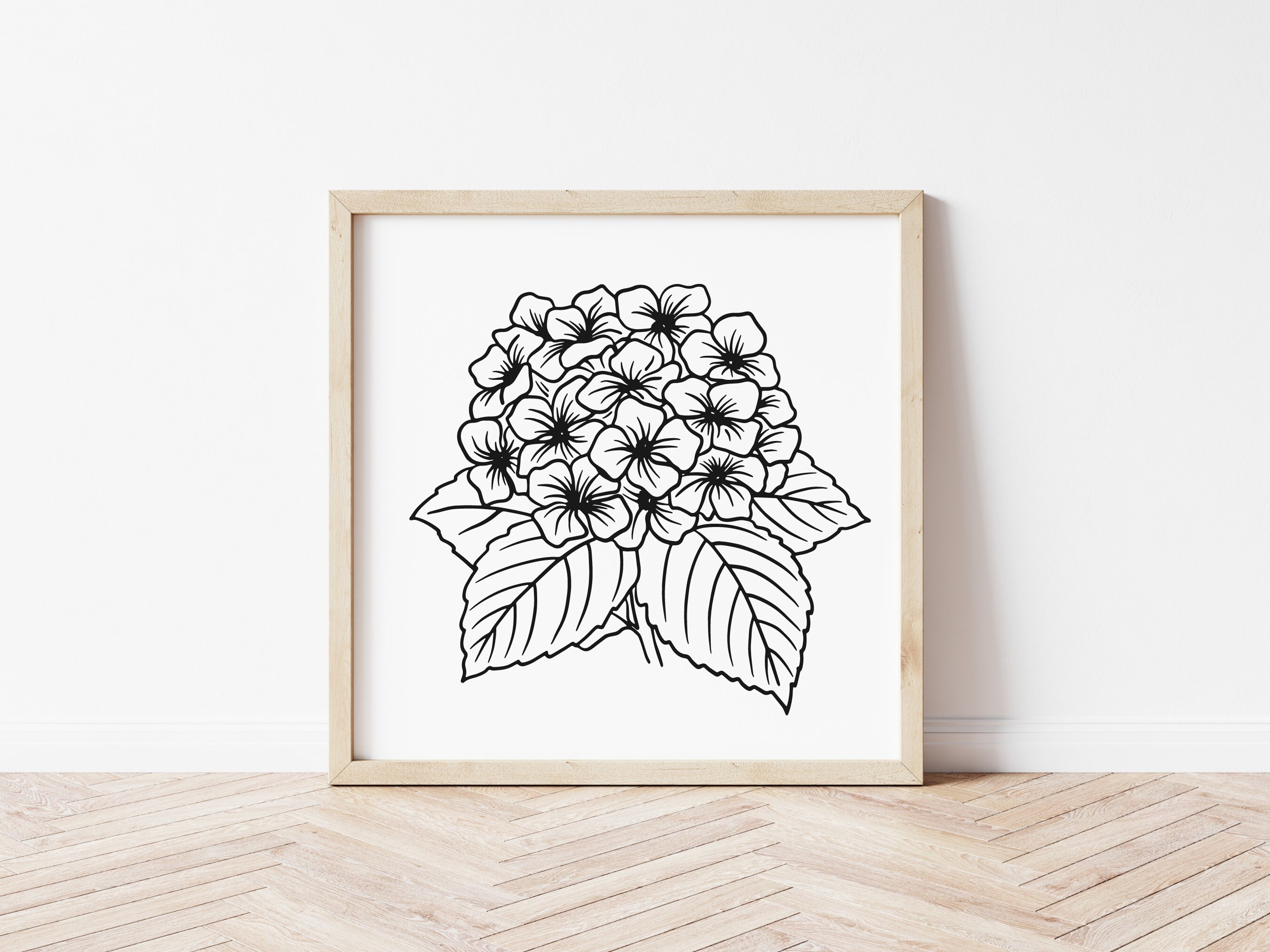 Hydrangea SVG, Hydrangea PNG Digi Stamp, Vintage Botanical Line Art ...