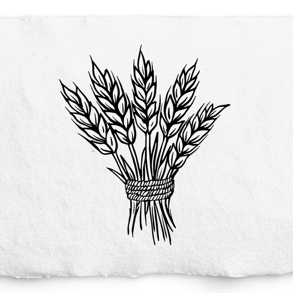 Wheat Bundle SVG Graphic, Wheat Outline Vector Image, Wheat Sheaves tied with rope, 4 Wheat Bundled, Laser Cut, Cricut Design Space, PNG