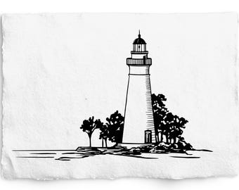 Lighthouse Landscape SVG Graphic, Marblehead Lighthouse, Laser Engraving, Illustration, Logo Design, Scrapbook, Ocean, Nautical Clipart