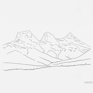 3 Sisters Canmore Alberta, Mountain SVG, Clipart, Hand Drawn, Digi Stamp, Mountain Graphic, Sublimation, Wall Art, Branding