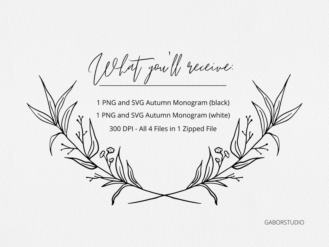 Fall Monogram Frame SVG Autumn Botanical Wedding logo | Etsy