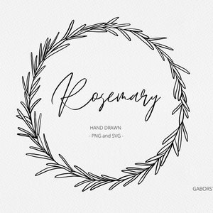 Rosemary Wreath SVG - Digi Stamp, Farmhouse, Christmas Wreath, Wedding Invite, Botanical Wreath, Laurel Wreath, Logo Design, Herb Clip Art
