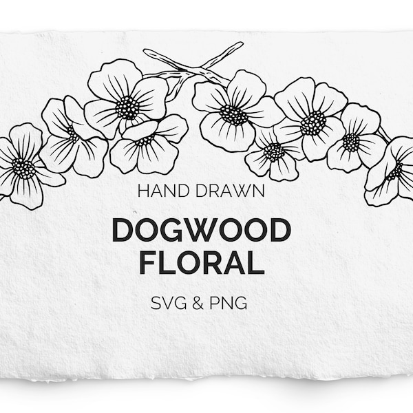 Dogwood Floral Swag SVG, Glowforge, For Engraving, Dogwood Branch, Botanical Branch, Border, Cricut Foil, Commercial Free, Stationery