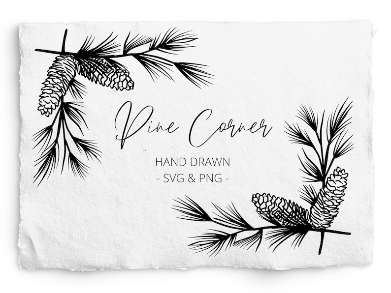 Pine Corner Frame SVG Pine Bough SVG and PNG Pine Cone Etsy Canada